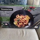 Tramontina 12.5" Carbon Steel Pre-seasoned Wok With Original Box, #1665845 New. Price: $39.99.