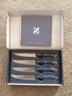 New! Set Of 4 Zakarian By Dash Chef Knives Sharp Blue Handles Cutlery In Box. Price: $24.99.