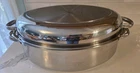 Precise Heat Roasting Pan With Trivet & Lid, T304 Stainless Steel Multi-use Oval Used. Price: $70.00.
