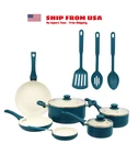 Mainstays 12 Piece Ceramic Nonstick Aluminum Pots And Pans Cookware Set, Blue New. Price: $37.00.