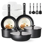 Carote 17PCS Pots And Pans Set Non Stick, Cookware Piece, Jet Black New. Price: $126.64.