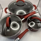 Rachael Ray Cucina 6-PIECE Nonstick Cookware Pots And Pans Set Cranberry Red Used. Price: $60.00.