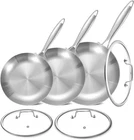 8.5-10-12 Inch Tri-ply Stainless Steel Frying Pan Set With Lids,skillets,indu... New. Price: $152.39.