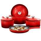 Megachef 7 Piece Enameled Cast Iron Cookware Set In Red New. Price: $164.54.