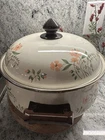 Country Side Collection Floral Enameled 3 Quart Stock Pot With Lid 10" Pan Used. Price: $22.50.