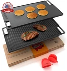 Nutrichef Cast Iron Reversible Griddle 18X10 Inch Pre-seasoned Flat Top & Ridg New. Price: $63.41.