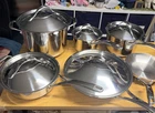 Anolon Nouvelle Copper Stainless Steel Cookware Set, 10 Piece, New Box. Price: $388.88.
