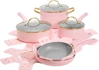 Paris Hilton Epic Nonstick Pots And Pans Set, Multi-layer Coating, Temp New. Price: $99.99.