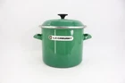 Le Creuset Enamel Steel Stock Pot Green With Lid Large French Cookware Soup Used. Price: $89.95.