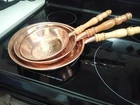Of 3 Handmade Copper Set. Mexican Pans. Manually Hammered New. Price: $119.98.