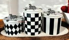 Mackenzie-childs Courtly Check Set Of Three Cow Creamery Canisters New No Box Open. Price: $275.00.