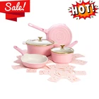 Paris Hilton 10-PIECE Clean Ceramic Nonstick Cooking Pots And Pans Lids Pink New. Price: $99.99.