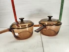 Nos Pair Corning Pyrex Visions Amber Optic 1/2 Quart Saucepan & Lid V-2.5-C New. Price: $124.99.