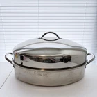 Cooks Club Large Roasting Pan W/ Cover & Rack 18/10 Stainless Steel Euc Used. Price: $39.99.