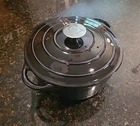Wolfgang Puck Black 5 Qt Cast Iron Dutch Oven Enamel Coating, Self-basting Cover New. Price: $49.95.