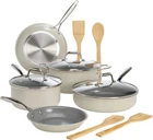 Goodful Ceramic Nonstick Pots And Pans Set, 12-PIECE, Cream New. Price: $172.24.