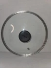 T-fal Pot Pan Glass Lid Replacement 9.5" In Outer 1/4" Rim Vented Black Handle Used. Price: $12.00.
