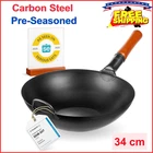 Yosukata 13.5" Carbon Steel Wok Pan Pre-seasoned Flat Bottom Pow For Stir New. Price: $86.23.