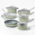 Figmint 12PC Aluminum Cookware Set 450 Degree Green Nonstick Ceramic Coated New. Price: $123.99.