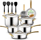 Nutrichef 16-PIECE Stainless Steel Kitchenware Pots & Pans Set Clad Co New. Price: $237.92.