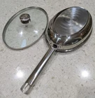Wolfgang Puck 12" Cafe Skillet Stainless Oval Gratin Saute Pot Fish Pan & Lid Used. Price: $34.95.