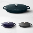 Staub Enameled Cast Iron Oval Gratin With Sea Bass Embossed Lid, 2 1/4 Qt. New. Price: $209.99.
