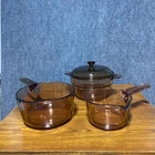Corning Visions Amber Glass Cookware Set 4PC V-20-B 2L Casserole 1.5L 0.7L Pans Used. Price: $112.00.