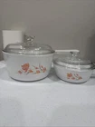 Vtg Corning Ware Peach Floral S-81-B 0.5L And S-1.5-B 1.5L With Lids Nice Cond Used. Price: $35.99.