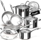 Ciwete 11-PIECE Tri-ply Stainless Steel Pots And Pans Set, 18/10 St... New. Price: $189.26.