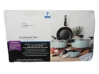 Mainstays 7 Piece Non-stick Cookware Set Aluminium Mint, Dishwasher Safe New. Price: $49.99.