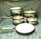 Pioneer Woman 8 Piece Cookware Set Ceramic Non Stick, Stock, Sauce & Skillets Used. Price: $27.47.