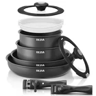 Bezia Induction Cookware Set 10 Pieces, Nonstick Pots And Piece, Black New. Price: $84.93.