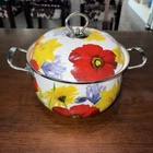 Pioneer Woman Multicolor Floral Enamel Stockpot With Lid Double Handle Steel Used. Price: $22.00.