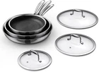 Momostar Hybrid Nonstick 6-PIECE Fry Pan Set, 8, 10, And 8+10+12 Inch, Black New. Price: $141.82.