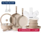 Sensarte 24 Piece Ceramic Pots Pans Set, Nonstick Detachable Handle Cookware New. Price: $192.36.