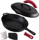 Cast Iron Skillet With Lid 12"-INCH Pre-seasoned Covered Frying Pan Set + Sili New. Price: $102.99.