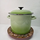 Vtg Le Creuset Enamel On Steel Stockpot 6 Qt Green Soup Lidded Palm Ombre Used. Price: $99.93.