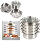 5 Tier Stainless Steel Cooker Steamer Set Pan Pot With Glass Lid New. Price: $49.02.