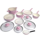 11PC Greenlife Soft Grip Pink Nonstick Cookware Set Pots Pans Lids Used. Price: $79.65.