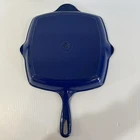 Creuset #26 Blue Enameled Cast Iron Square Grill Pan Skillet Made In France Used. Price: $39.99.