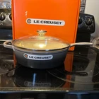 Le Creuset Cast Iron 3.75QT. Signature Cassadou With Glass Lid, Flint Oyster Nwb New. Price: $235.00.