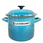 Le Creuset Enamel On Steel Stockpot 5.7L 6 Qt Caribbean Blue Brand New. Price: $185.00.