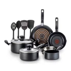T-fal 12PC Simply Nonstick Cookware Set Charcoal Black: Kitchen Pan & New. Price: $64.99.