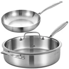 Inqibee Tri-ply Stainless Steel Cookware Set 6 Qt Deep Saut Pan Lid 10 Inch New. Price: $107.71.