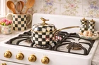 Mackenzie-childs Courtly Check 2.5 Quart Saucepan With Bird New Original Box. Price: $185.00.