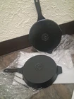 New Kitchen Hq 2PC 10" Ceramic Nonstick Cast Iron Skillet & Griddle Black. Price: $35.59.