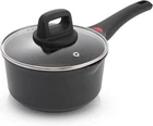 1.3 Sauce Pan With Glass Lid 6.2 Inch, Non-stick Quarts, Black New. Price: $41.30.