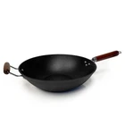 New Light Weight Cast Iron Wok, Fry Pan, Wooden Handle, 14 Inch, Chefs. Price: $38.56.