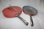 Caraway Nonstick Ceramic Perrcotta 11.8" Saute Pan W/ Lid & 10" Frying Used. Price: $54.68.