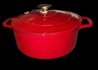 Chasseur French Enameled Cast Iron 3.25 L. Red Round Dutch Oven With Lid New. Price: $135.00.